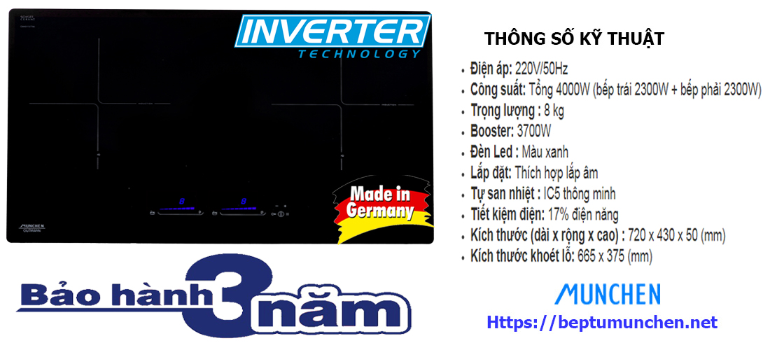 Thông số bếp từ Munchen GM 5656