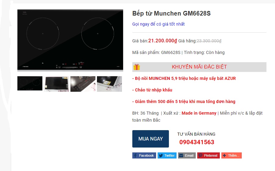 Bếp từ Munchen GM6628S hiện đại