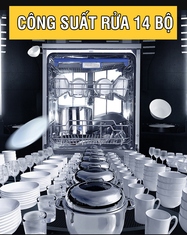 Máy rửa bát Munchen công suất rửa khủng