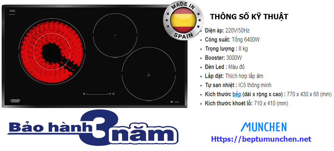 Thông số bếp điện từ Munchen GM 6318x