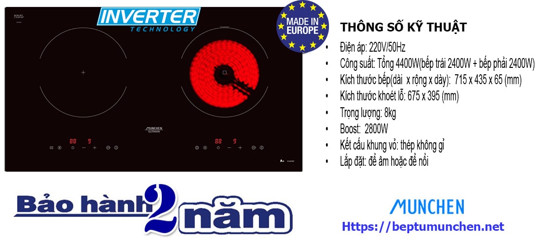 Thông số bếp điện từ Munchen GM 8642 HYB