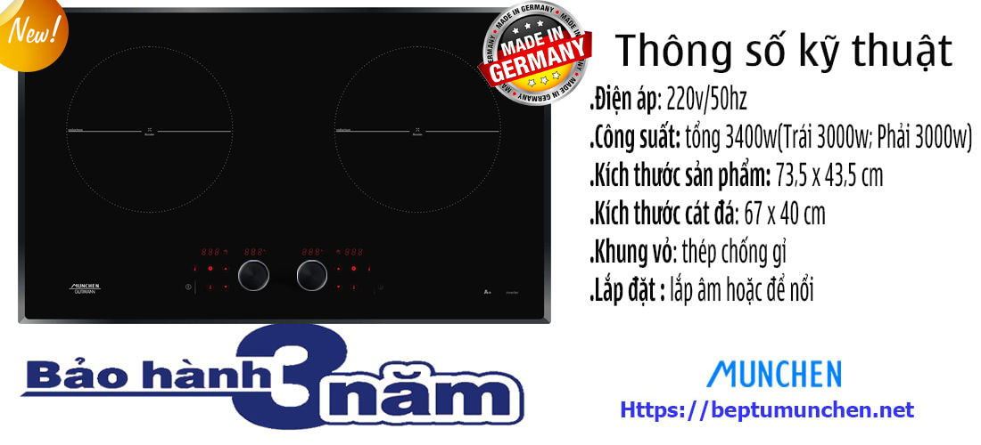 Thông số kỹ thuật của bếp từ Munchen GM 292