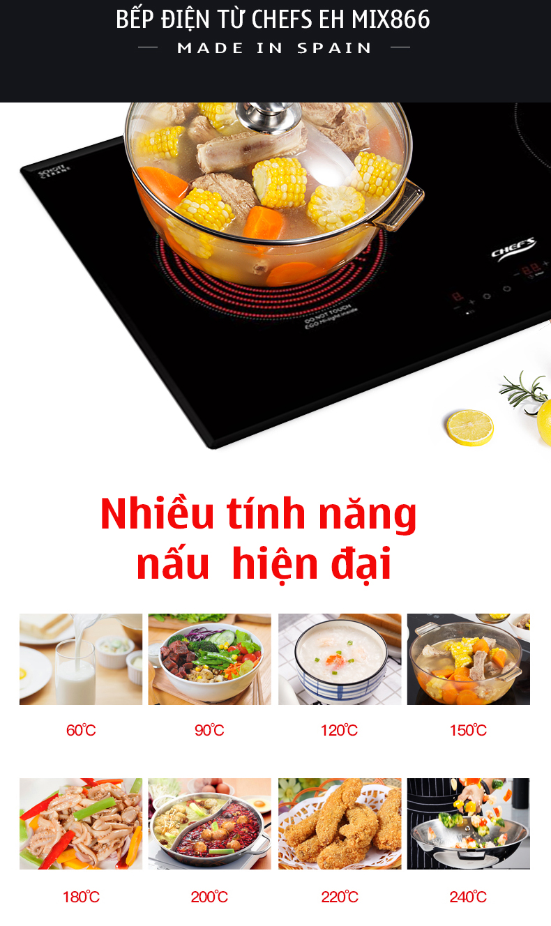 Bếp điện từ Chefs EH MIX866 nhập khẩu Tây Ban Nha