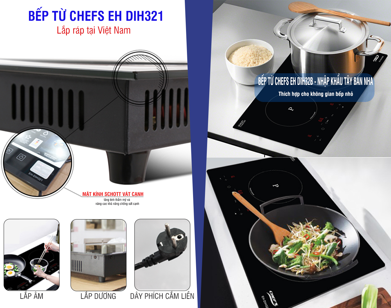 giao diện bếp từ chefs eh dih321 và dih32b