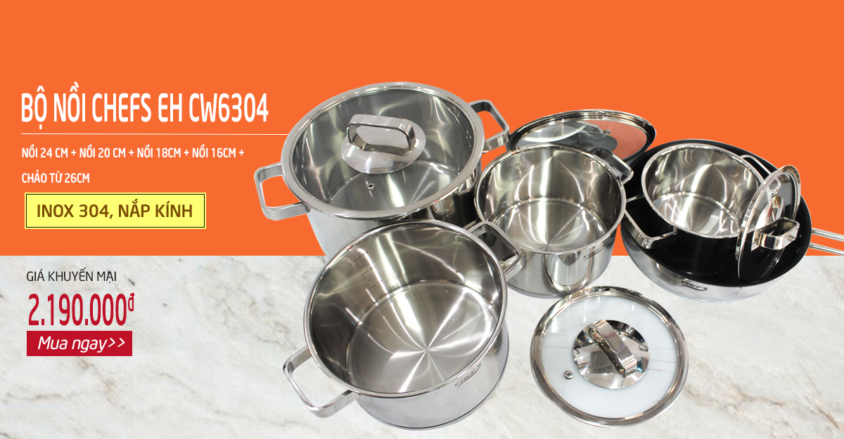 Bộ nồi 6304 của Chefs gồm những gì?