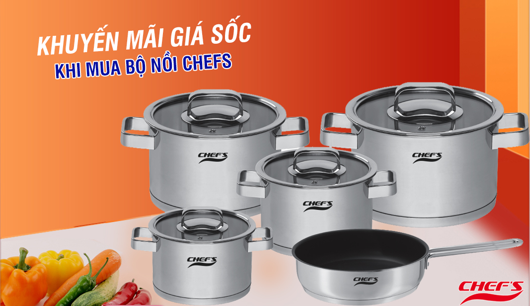 khuyến mãi bộ nồi chefs eh cw6304