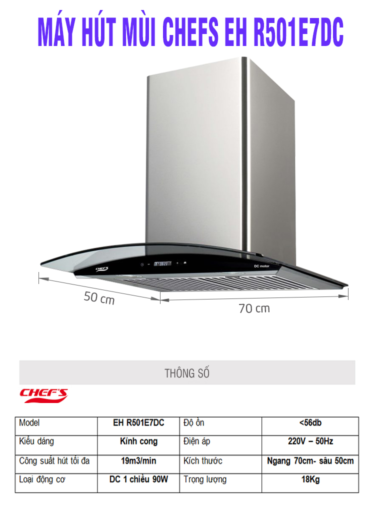 máy hút mùi Chefs EH R501E7DC