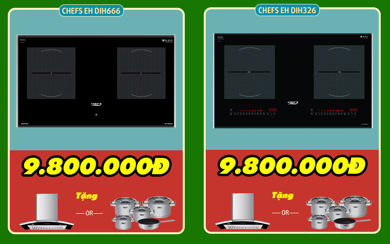 so sánh bếp từ chefs eh dih666 và dih326