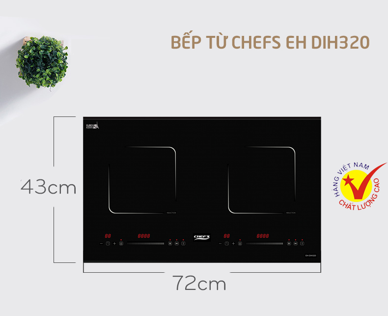 Thiết kế bắt mắt của bếp từ Chefs EH DIH320