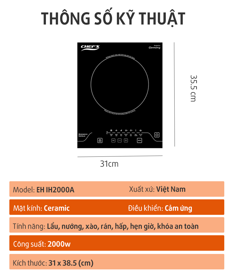 Bếp từ Chefs EH IH2000A