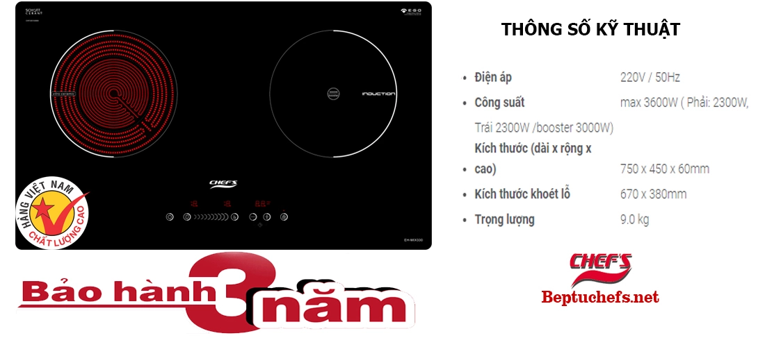 Điện tử, điện lạnh: Tài chính 10 Triệu thì nên mua bếp nào mà có cả vùng từ l Thong-so-bep-dien-tu-chefs-eh-mix330