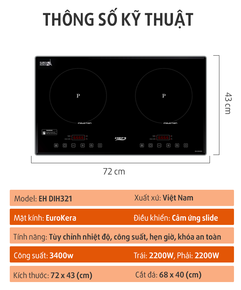 thông số bếp từ chefs eh dih321 - 2022 thông số bếp từ chefs eh dih321 - 2022