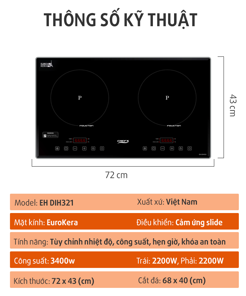 thông số bếp từ chefs eh dih321 - 2022