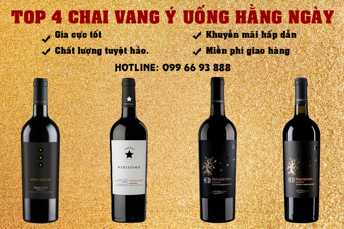 Top 4 chai vang Ý uống hằng ngày