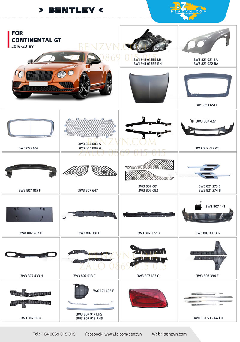 Phụ kiện nâng cấp xe Benlty GT
