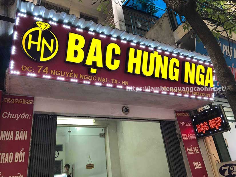 làm biển cửa hàng vàng bạc, biển chữ đồng, biển chữ nổi inox