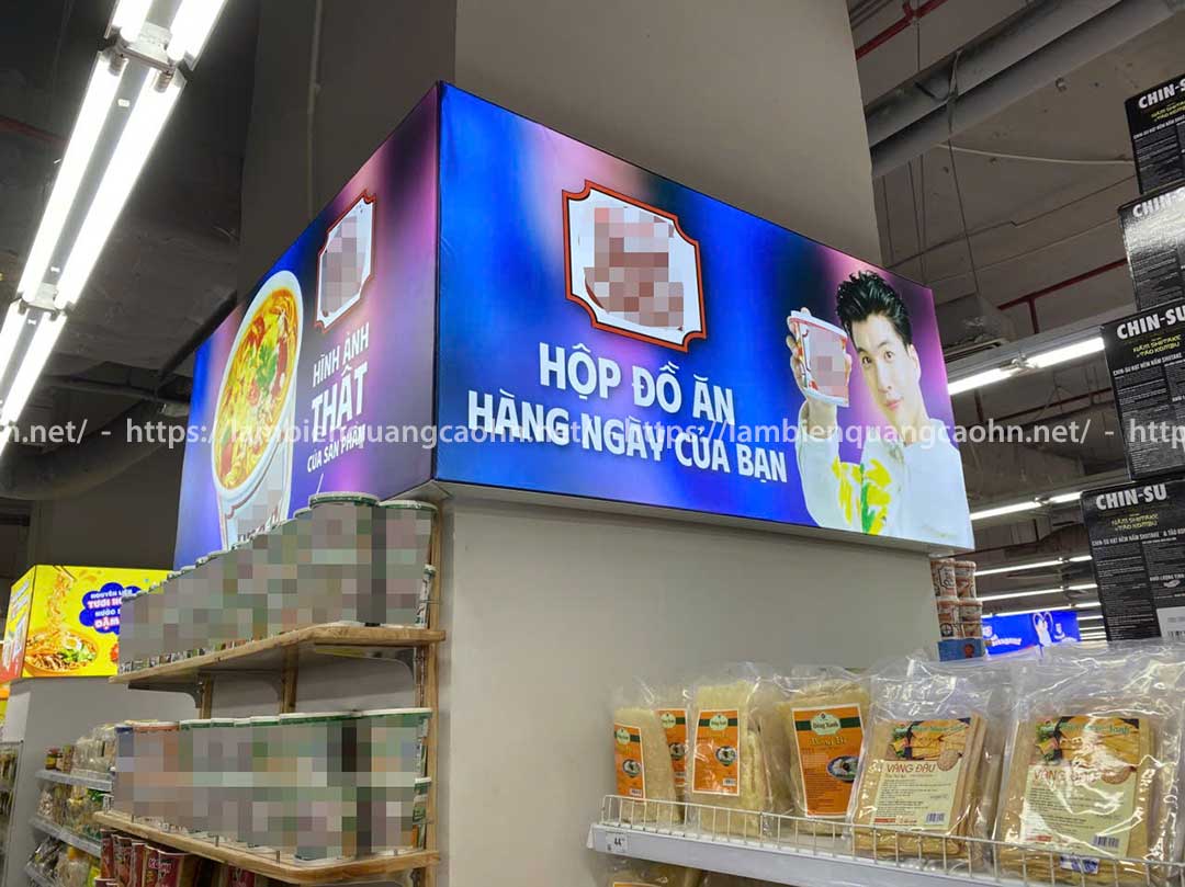 Biển hộp đèn ốp cột siêu thị