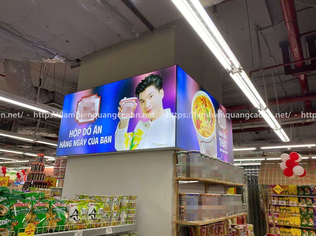 Biển hộp đèn ốp cột siêu thị