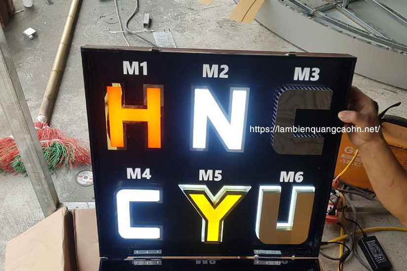 Chữ hộp đèn, chữ mica đèn LED, chữ nổi mica