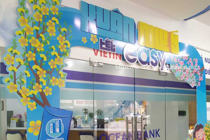 decal trang trí tết, dán decal kính, cổng chào tết, đề can dán kính, dán cửa kính
