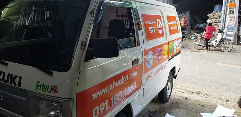 dán quảng cáo trên xe ô tô, dán quảng cáo xe tải, dán logo trên xe ô tô, dán quảng cáo trên xe hơi, dán decal xe su cóc, xe su cóc
