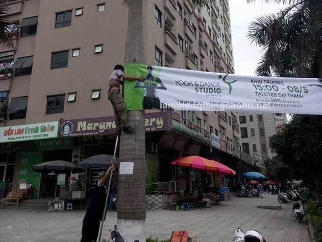 In bạt, banner đường phố, lắp đặt banner, treo băng rôn