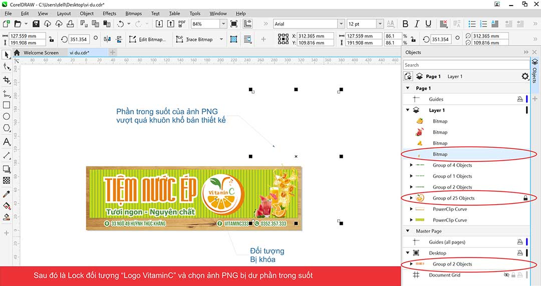 Lỗi mất đối tượng khi xuất file CorelDRAW khi in quảng cáo