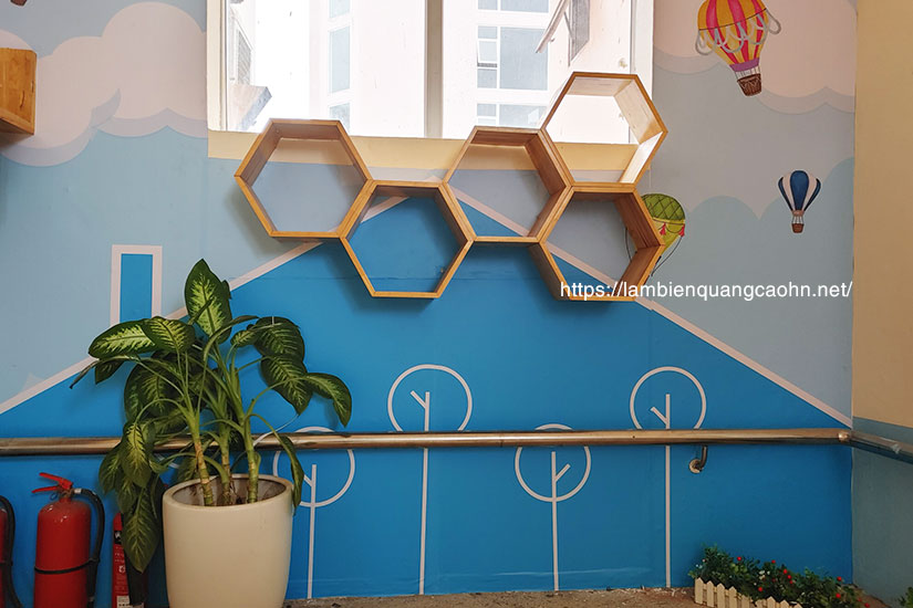 trang trí trường mầm non, decal dán tường,