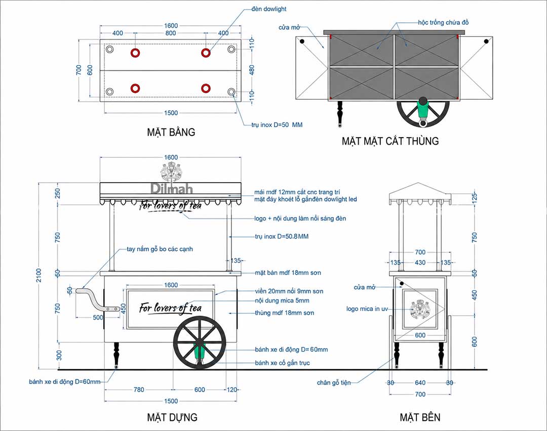 Booth mô hình xe đẩy bán hàng