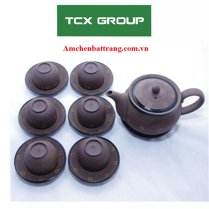 BỘ ẤM CHÉN BÁT TRÀNG ĐẤT NUNG SK4- HOA MIỆNG TẠI ĐIỆN BIÊN