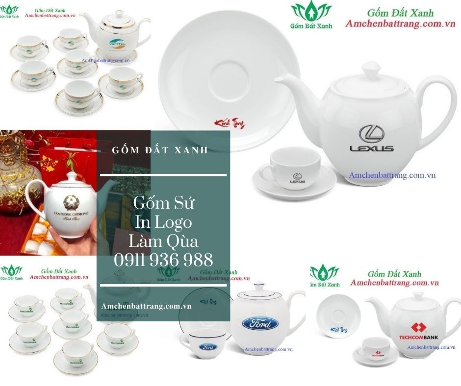 Ấm chén Bát Tràng in logo có gì đặc biệt