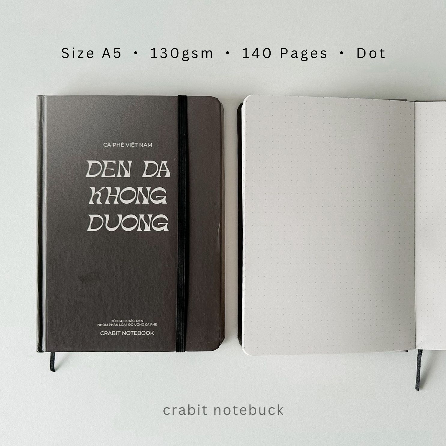 Sổ dot A5 130gsm - Đen đá