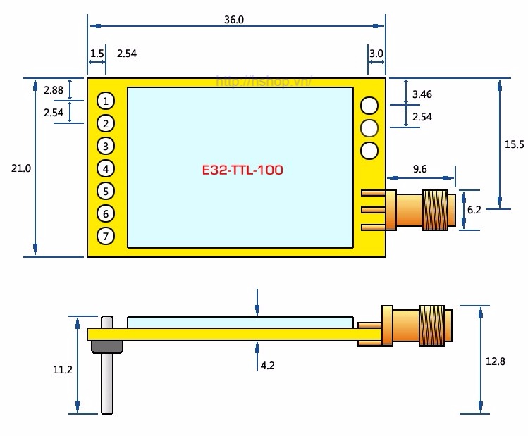 Module thu phát RF E32-TTL-100 3000m 433Mh SX1278