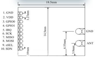 Module thu phát AS10-SMD chip SI4463 2000m 433Mhz SPI