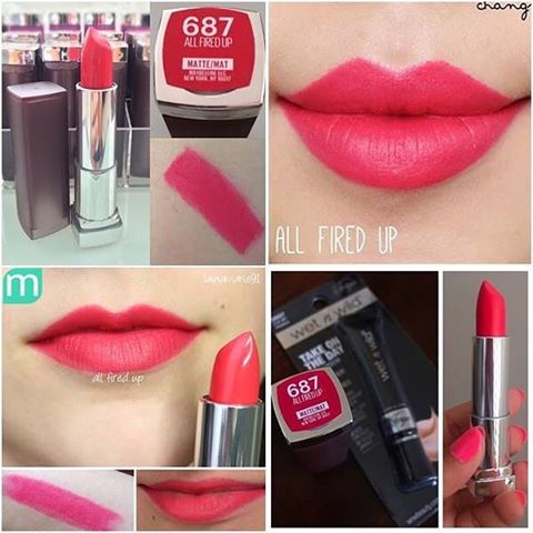 Kết quả hình ảnh cho maybelline Creamy Matte - All Fired Up 687