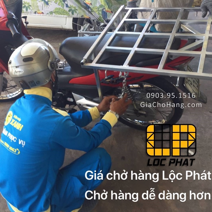 Giá chở hàng, baga chở hàng, giá đèo hàng xe máy Lộc Phát tại Đông Hà - Quảng Trị