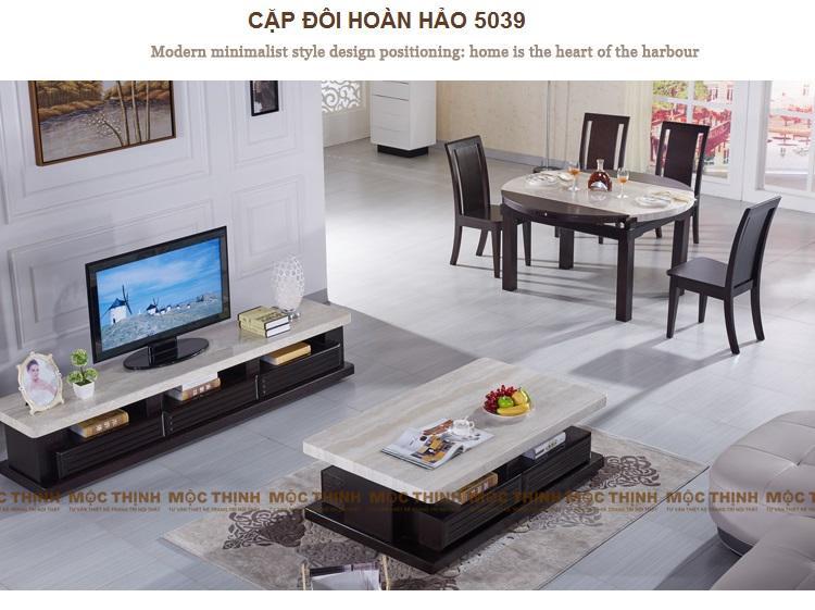 SET BÀN TRÀ-KỆ TIVI MẶT ĐÁ CAO CẤP NHẬP KHẨU 5039