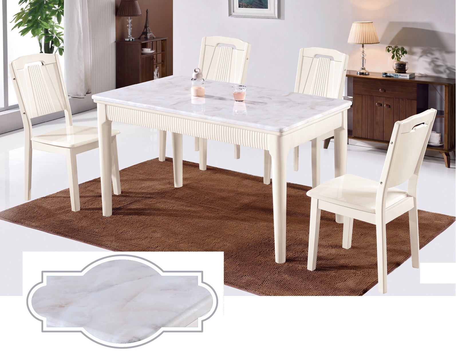 BỘ BÀN ĂN MẶT ĐÁ NHẬP KHẨU CAO CẤP 019