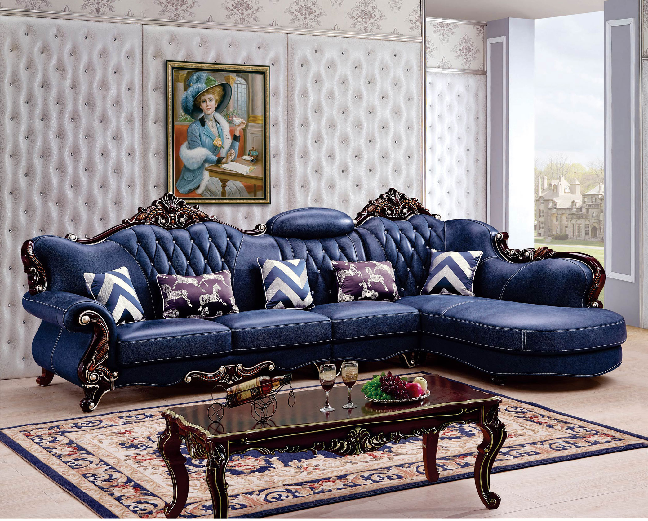 Các mẫu ghế sô pha trang trí nội thất thịnh hành hiện nay 2 Sofa Da Tân Cổ Điển 899