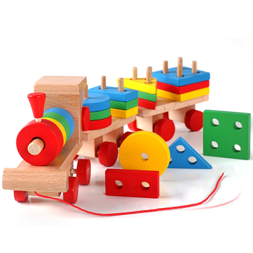 Tàu lửa gỗ 3 toa cho bé 3–5 tuổi