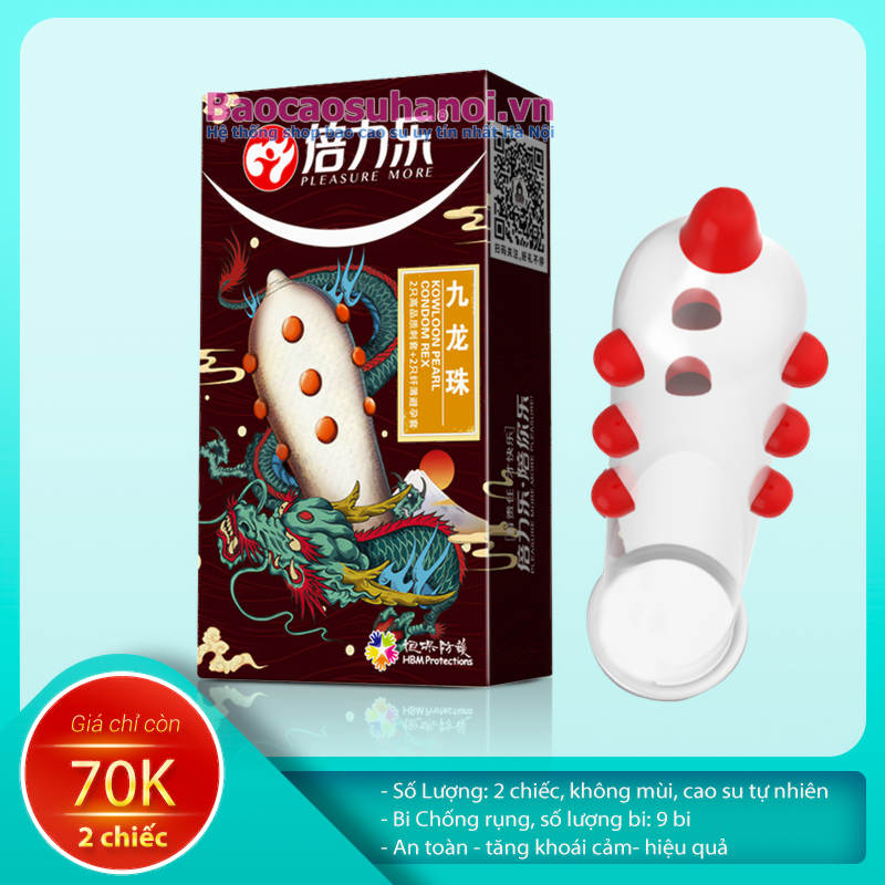 Bao Cao Su 9 Bi Pleasure More Hộp 2 Chiếc Chống Rụng Bi