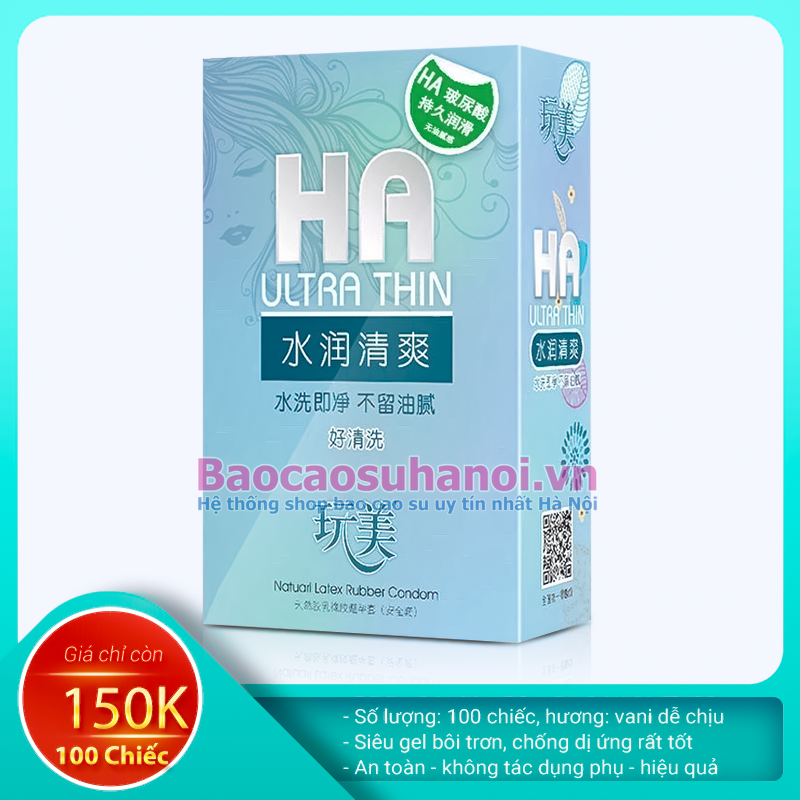 Bao Cao Su HA Ultra Thin Màu Xanh Hộp 100 Chiếc Nội Địa Trung Quốc