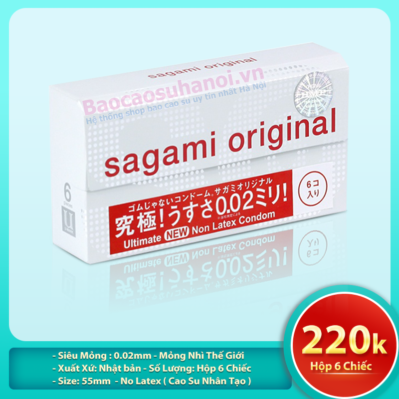 Bao Cao Su Sagami original 0.02mm Siêu Mỏng Non Latex Hộp 6 Chiếc