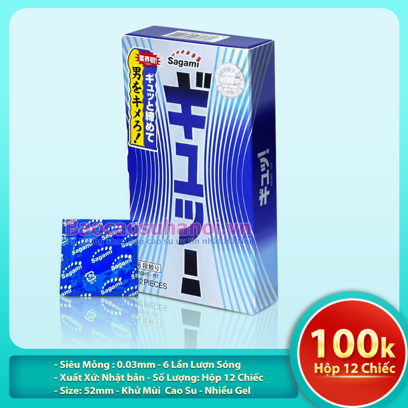 Bao Cao Su Sagami Six Fit V Tight Fit Ôm Sát, Lượn Sóng