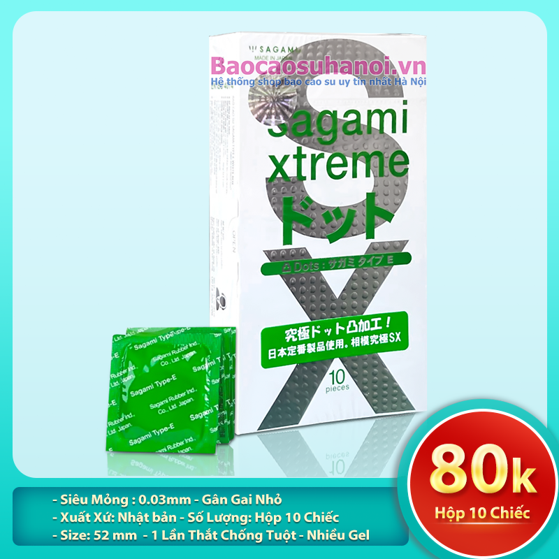 Bao Cao Su Sagami Type E White Box Gân Gai Nhỏ