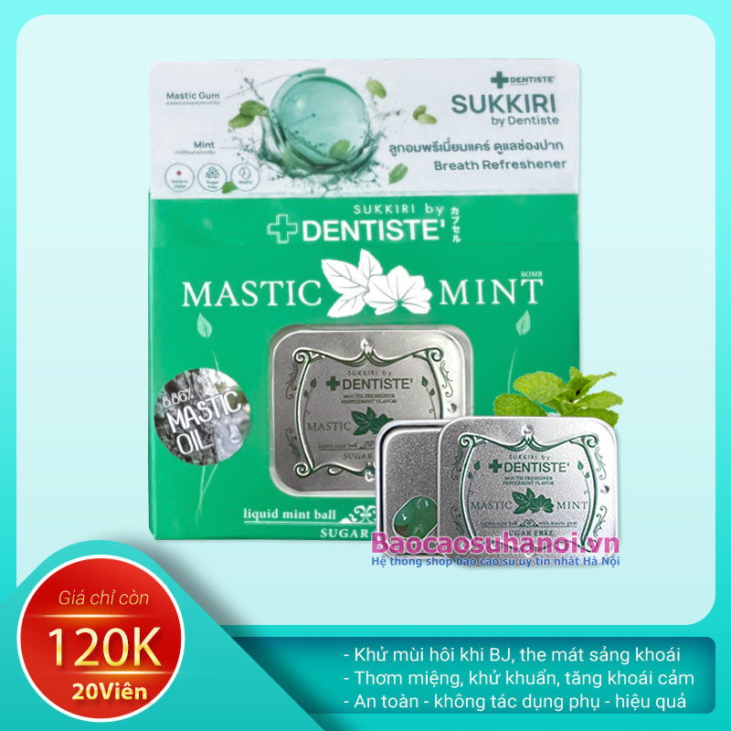 Kẹo Ngậm BJ Phòng The Mastic Mint Chính Hãng Hộp 20 Viên