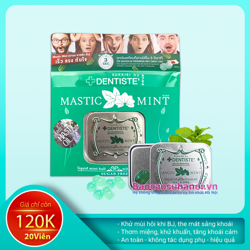 Kẹo Ngậm BJ Phòng The Mastic Mint Chính Hãng Hộp 20 Viên