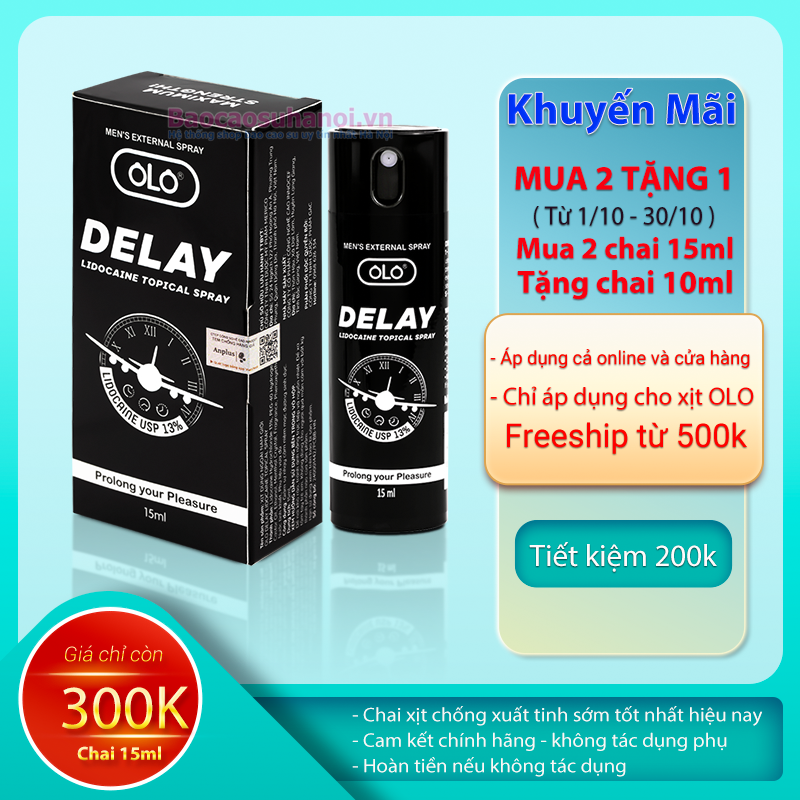 Chai Xịt OLO Delay Lidocaine Spray 15ml Chống Xuất Tinh Sớm Cho Nam Hiệu Quả Nhất