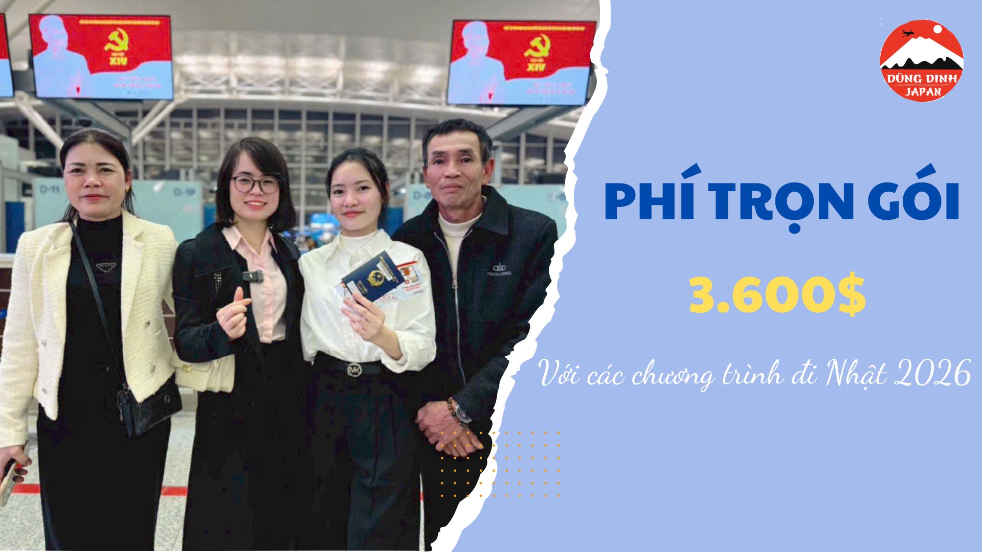 PHÍ TRỌN GÓI 3.600$ ĐÚNG NHƯ BỘ QUY ĐỊNH VỚI TẤT CẢ CÁC CHƯƠNG TRÌNH ĐI NHẬT