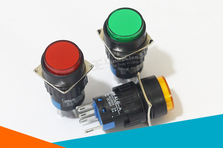 Nút Nhấn Đề 20mm-220VAC  AL6- A Giữ Trạng Thái Có Đèn